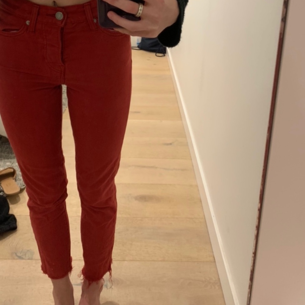 Cherry red Levi strait jeans